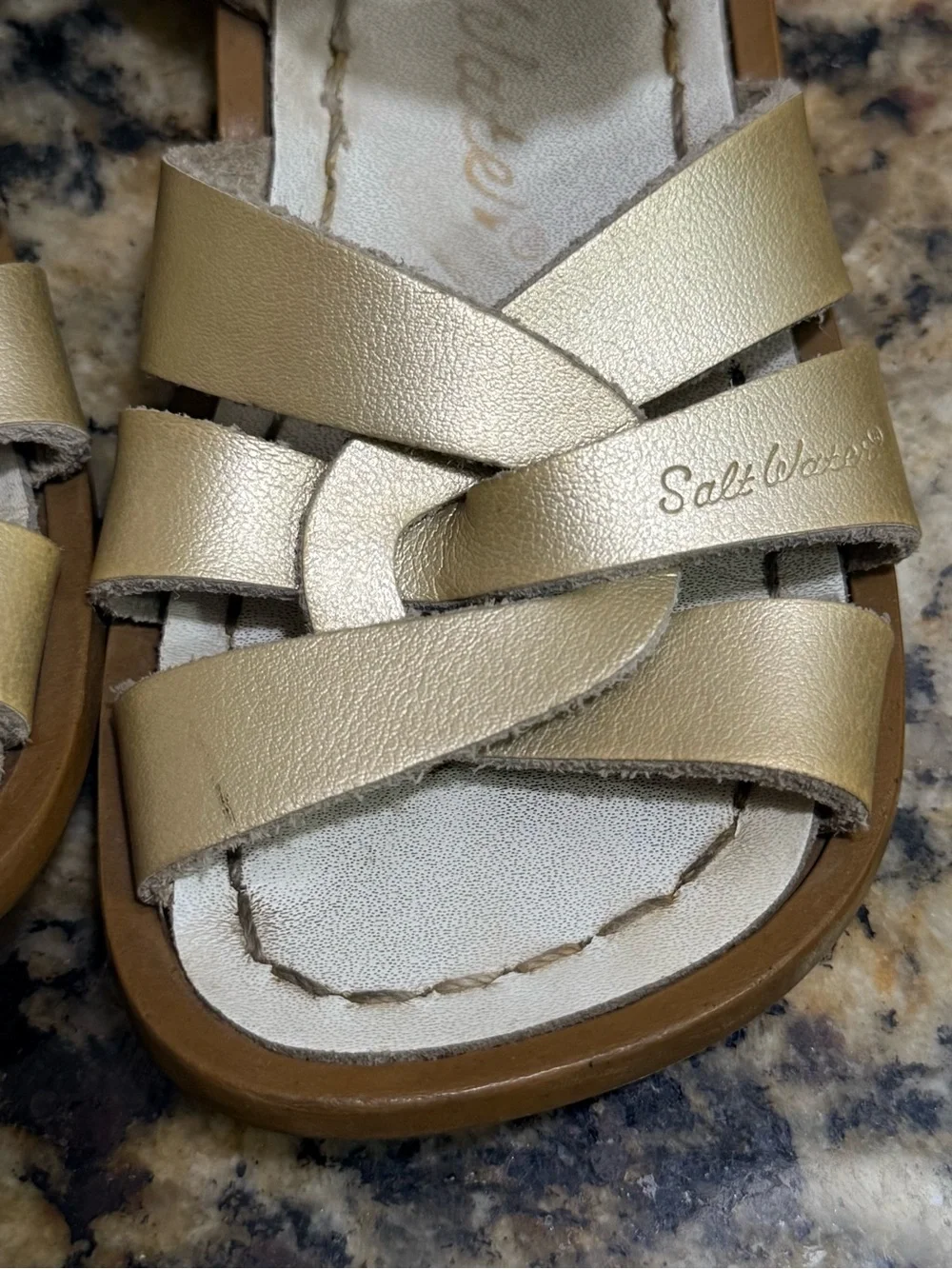 Salt Water toddler Gold Leather Sandals size 7